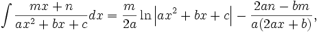   Integral table, integral of a rational function 