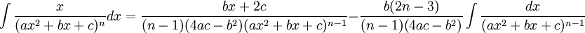   Integral table, integral of a rational function 