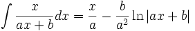   Integral table, integral of a rational function 