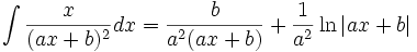   Integral table, integral of a rational function 