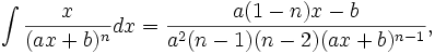   Integral table, integral of a rational function 