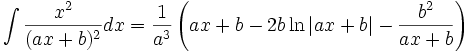   Integral table, integral of a rational function 