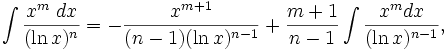   The integral table, the integral of the logarithmic function 