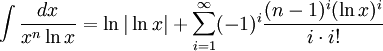   The integral table, the integral of the logarithmic function 