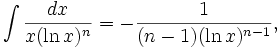   The integral table, the integral of the logarithmic function 