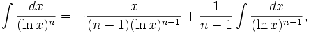   The integral table, the integral of the logarithmic function 