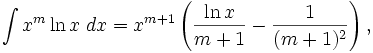   The integral table, the integral of the logarithmic function 