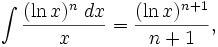   The integral table, the integral of the logarithmic function 