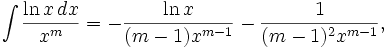   The integral table, the integral of the logarithmic function 