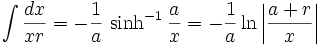   Table of integrals, integral of irrational function 