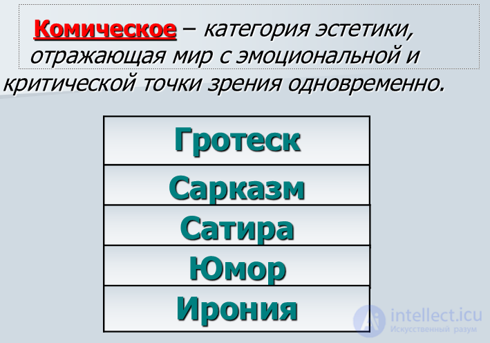 11 5 Category comic : the essence, the content of the forms Aesthetic measure of the comic