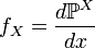   Probability density 