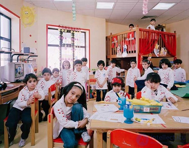   Portrait of world school students  education in different countries 