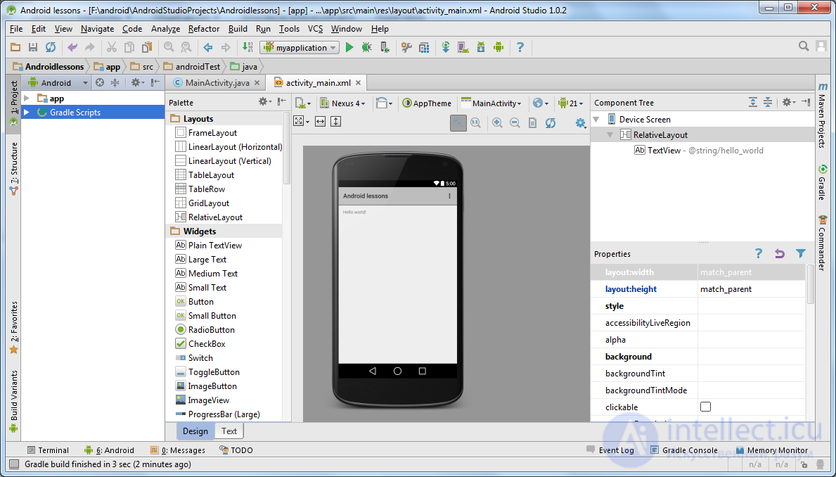   3. Create AVD.  The first application.  The structure of the Android project. 