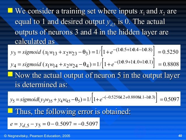   Calculations on artificial neural networks 