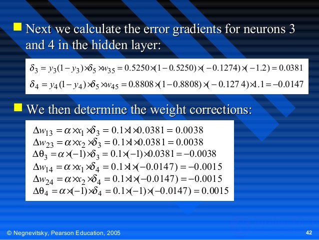   Calculations on artificial neural networks 