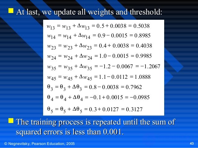   Calculations on artificial neural networks 