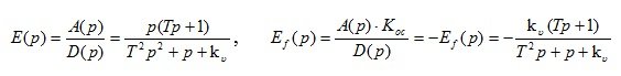   Preparation of equations of automatic control system (ACS) 