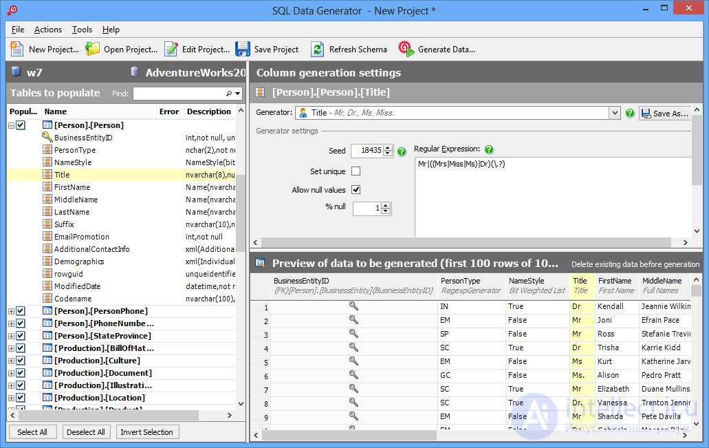   Dummy data - appointment and examples 