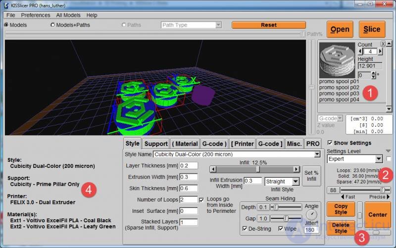   Classification of 3D printers.  Materials and methods of printing.  3D Printing Software - Slicers 