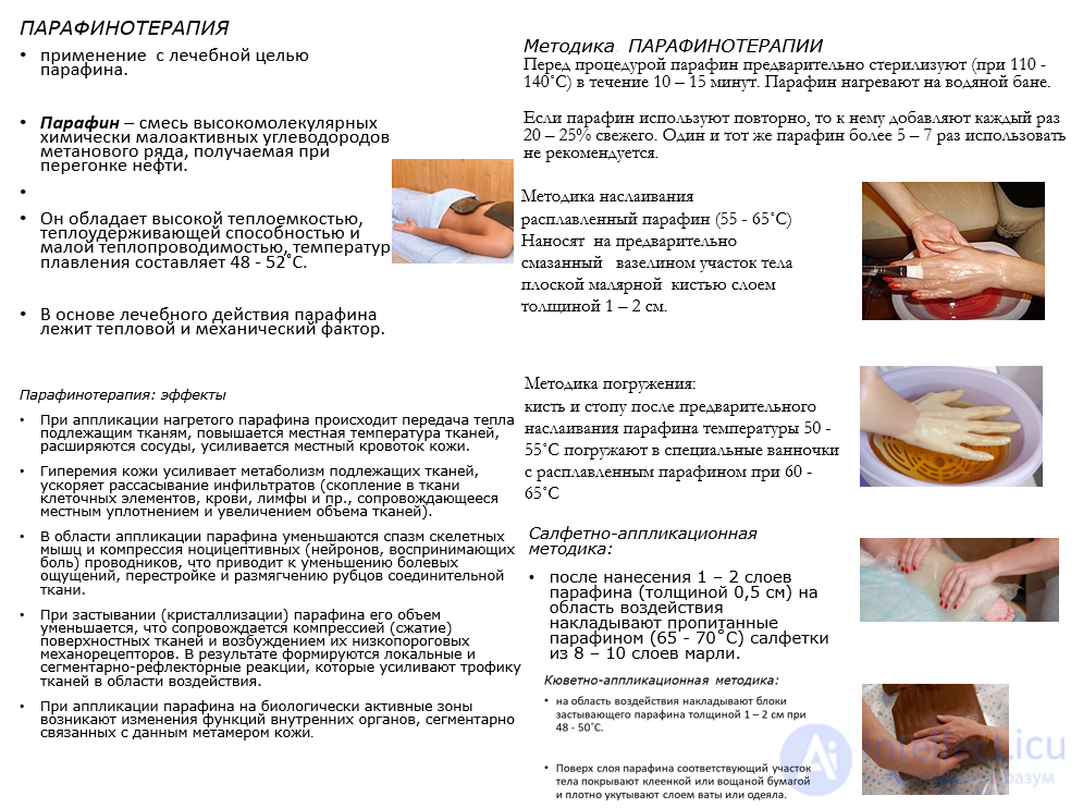 THERMOTHERAPY and PARAFFIN THERAPY, psammotherapy