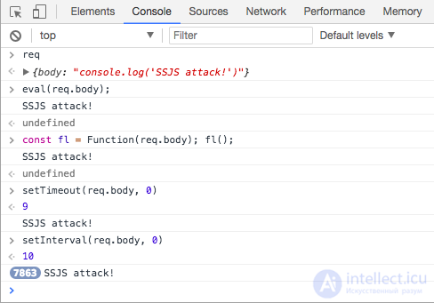 Server-Side JavaScript Injection (SSJSI), NoSQL Injection and Code Injection