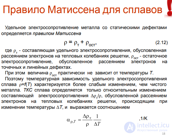2.4. The Influence of Impurities and Other Structural Defects on the Resistivity of Metals